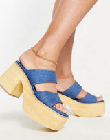 Shellys London Exclusive Miranda Platform Mule Sandals In Denim