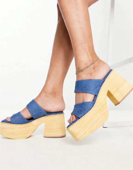 Shellys London Exclusive Miranda Platform Mule Sandals In Denim