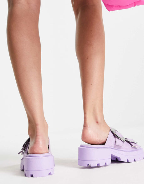 Shellys London Amber Chunky Mule Sandals In Lilac