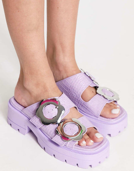 Shellys London Amber Chunky Mule Sandals In Lilac