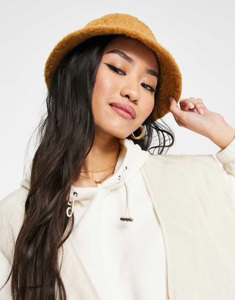 Monki Brushed Bucket Hat In Brown