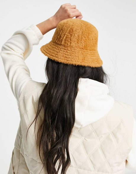Monki Brushed Bucket Hat In Brown