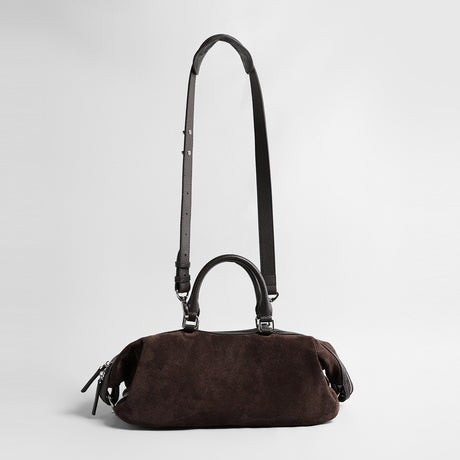 Suede Cylinder Pillow Bag – Leather Handle Shoulder & Crossbody Bag