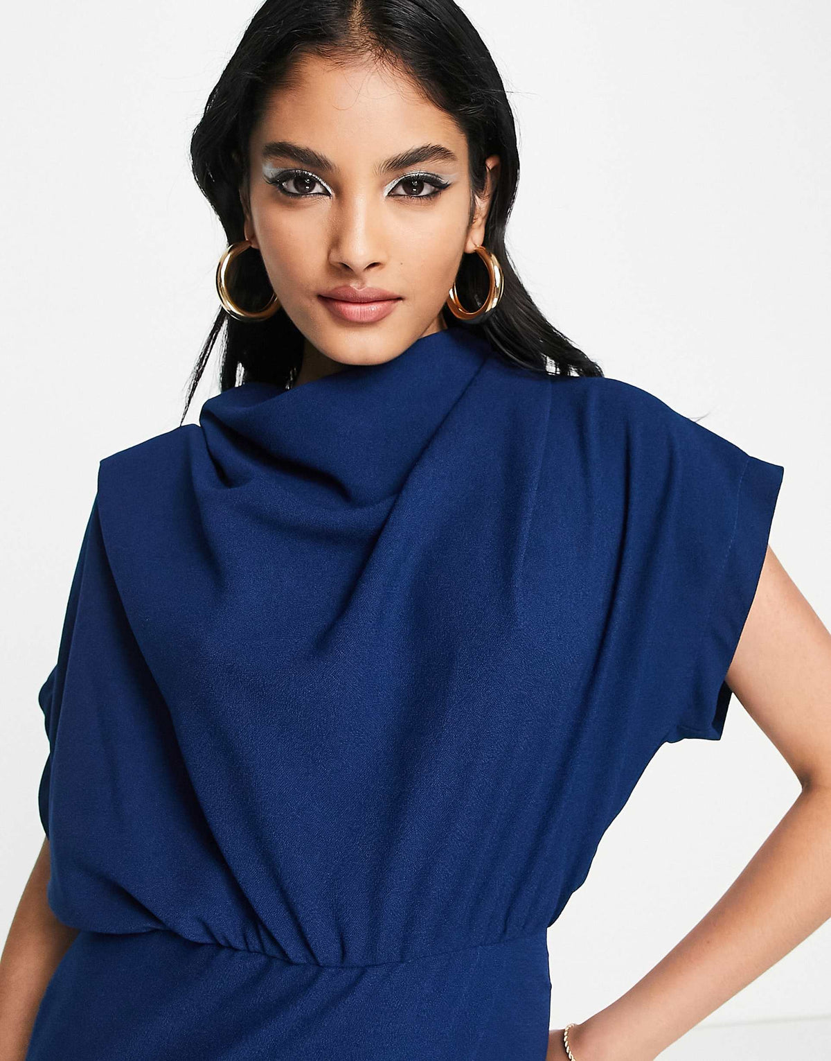 Closet London High Neck Mini Dress In Navy