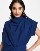 Closet London High Neck Mini Dress In Navy