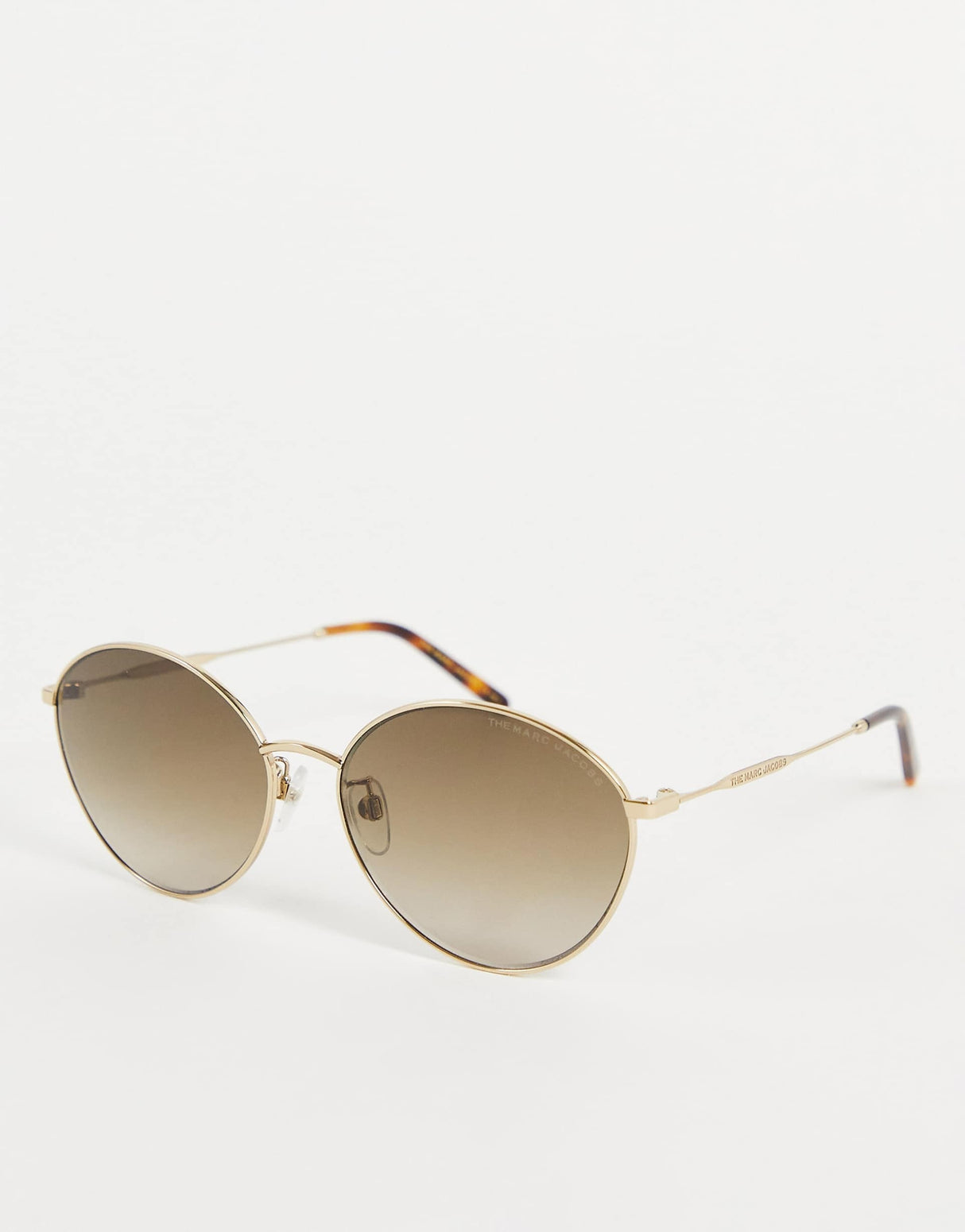 Marc Jacobs Oval Sunglasses In Gold Brown
