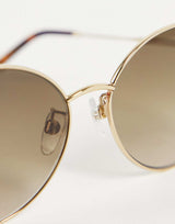 Marc Jacobs Oval Sunglasses In Gold Brown