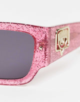 Chiara Ferragani Square Sunglasses In Pink Glitter
