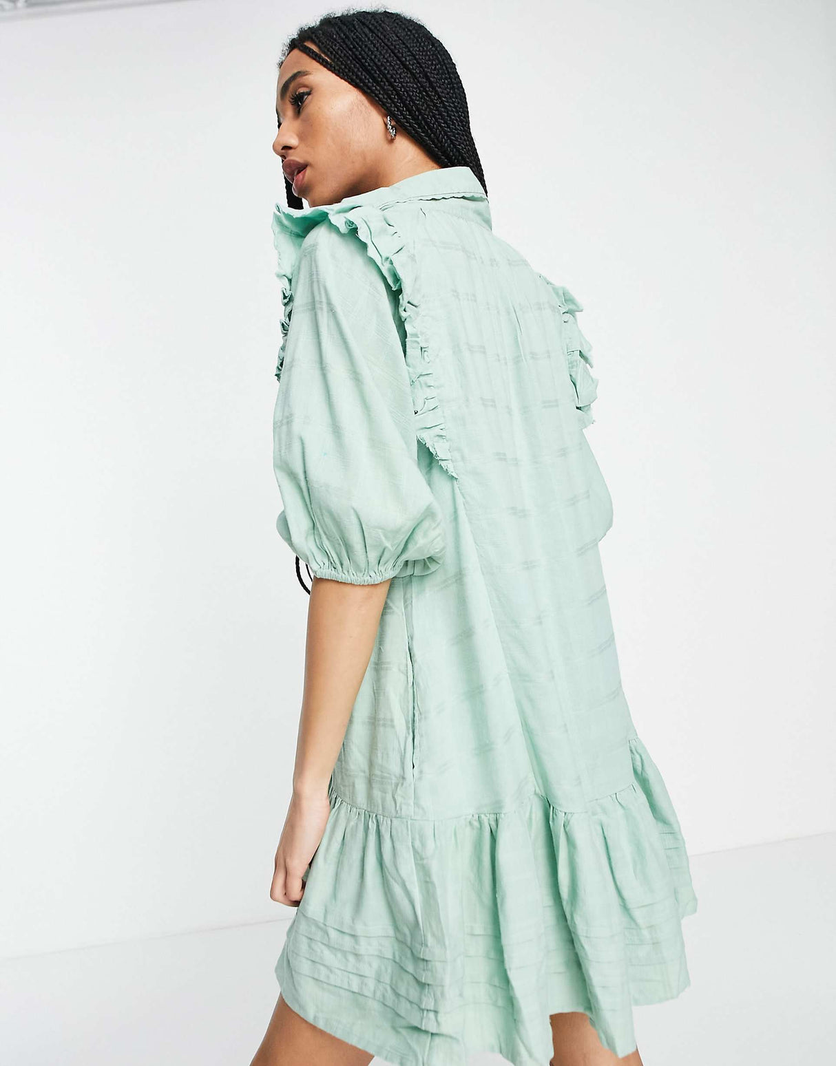 Free People Elora Mini Dress In Green Check