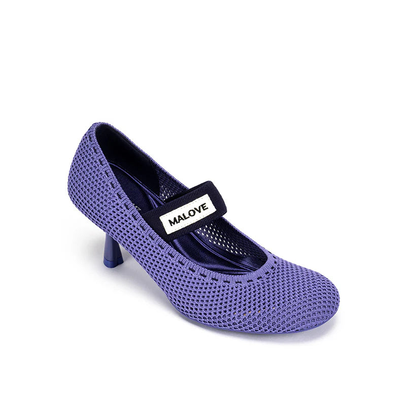 Fishnet Mary Jane Pumps - Purple