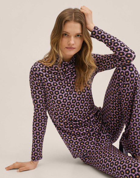 Mango Button Down Retro Floral Print Co-Ord T-Shirt In Pink