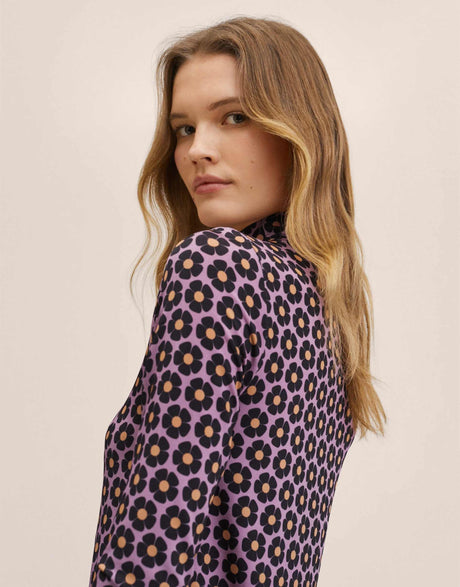 Mango Button Down Retro Floral Print Co-Ord T-Shirt In Pink