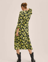 Mango Tie Neck Detail Midi Dress In Bold Floral Print