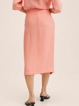 Mango Twist Detail Split Midi Skirt In Soft Pink