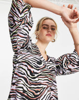 Y.A.S Smock Midi Dress In Zebra Print