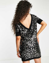 Love Moschino Allover Sequin Mini Dress In Black
