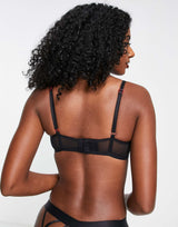 Scandale Éco-Lingerie Mesh Unpadded Bandeau Bra With Cut Out Detail In Black