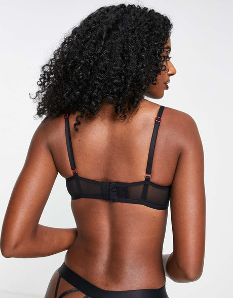 Scandale Éco-Lingerie Mesh Unpadded Bandeau Bra With Cut Out Detail In Black