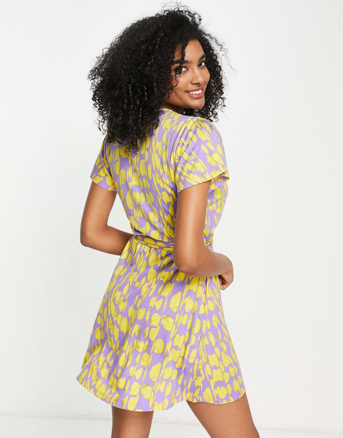 French Connection Printed Jersey Wrap Dress In Pink
