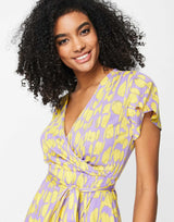 French Connection Printed Jersey Wrap Dress In Pink