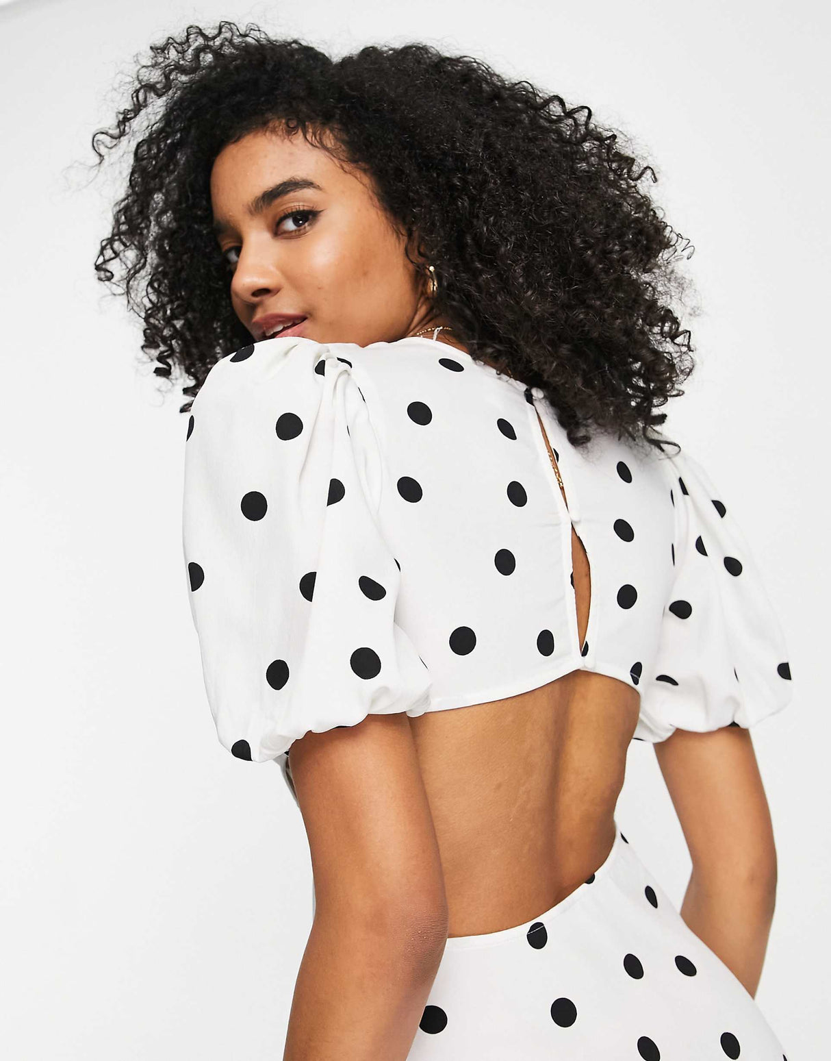 River Island Polka Dot Cut Out Mini Dress In White