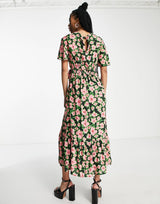 Twisted Wunder Midi Wrap Dress In Spring Floral Print