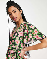 Twisted Wunder Midi Wrap Dress In Spring Floral Print