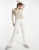 Weekday Flared Trousers In Off White