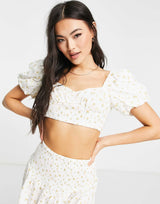 Na-Kd Co-Ord Smock Crop Top In Floral Print