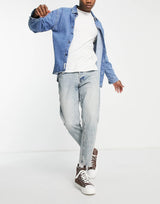 Selected Homme Aldo Jeans In Relaxed Crop In Vintage Wash
