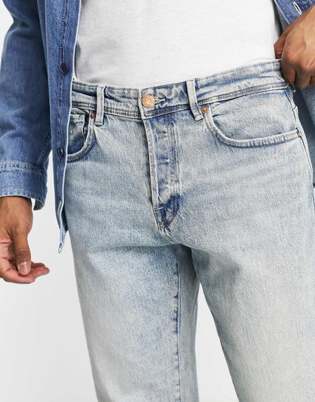 Selected Homme Aldo Jeans In Relaxed Crop In Vintage Wash
