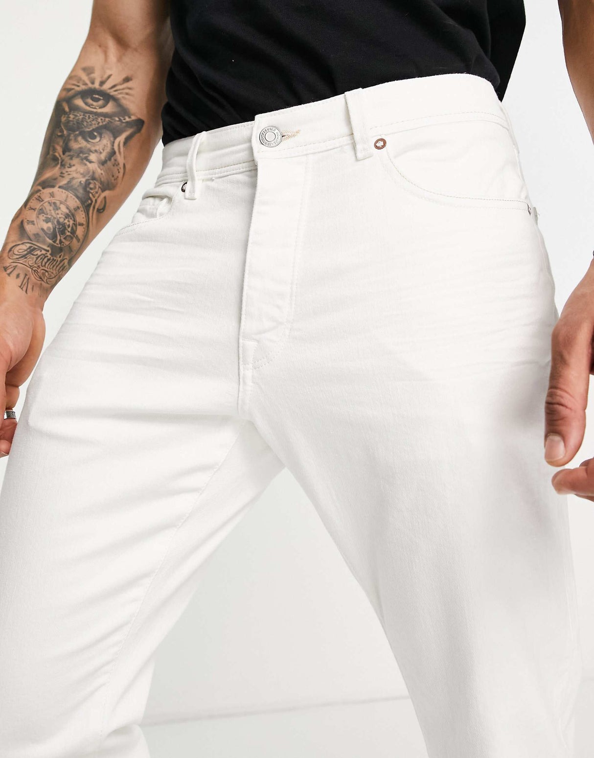 Selected Homme Aldo Jeans In Relaxed Crop In White