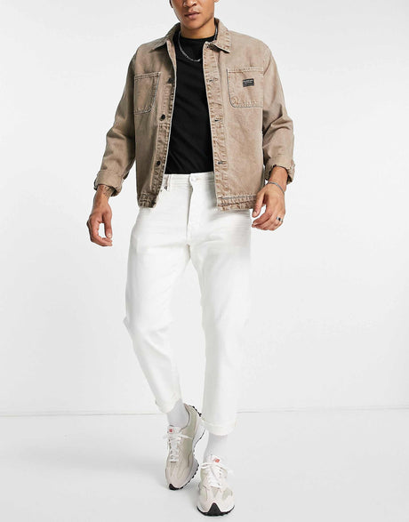 Selected Homme Aldo Jeans In Relaxed Crop In White