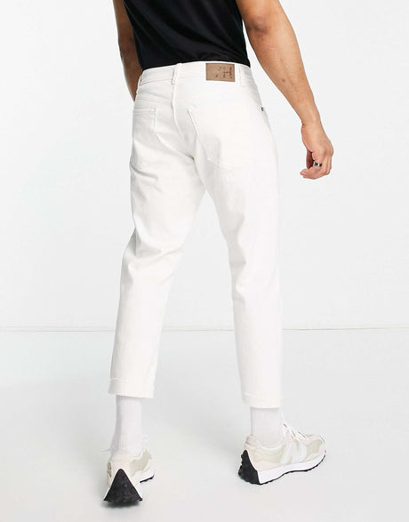 Selected Homme Aldo Jeans In Relaxed Crop In White