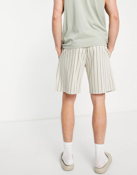 New Era Pinstripe Shorts In Beige