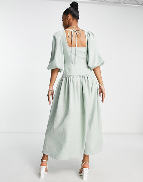 Nobody'S Child Harriet Linen Dress In Green