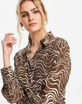 & Other Stories Shirt Midi Dress In Brown Print