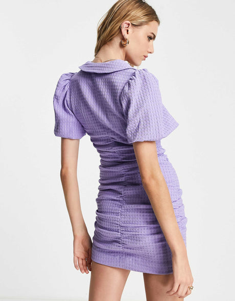 & Other Stories Ruched Front Mini Dress In Lilac
