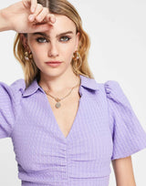 & Other Stories Ruched Front Mini Dress In Lilac