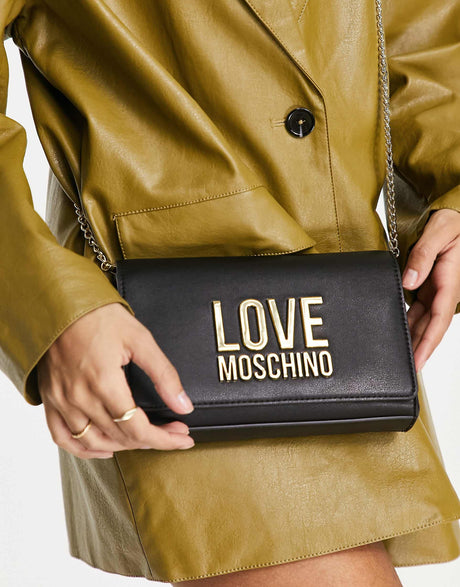 Love Moschino Metal Logo Crossbody Bag In Black