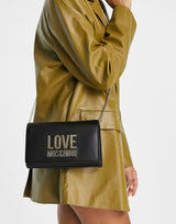 Love Moschino Metal Logo Crossbody Bag In Black
