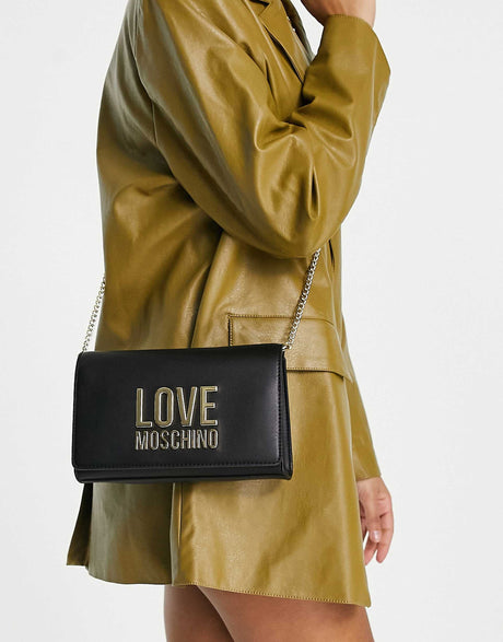 Love Moschino Metal Logo Crossbody Bag In Black