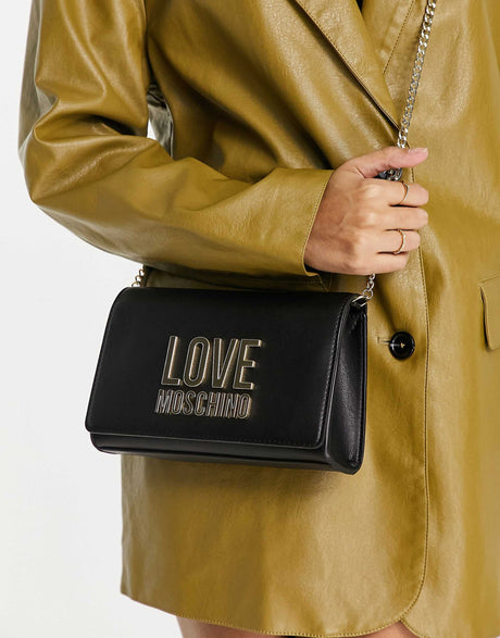 Love Moschino Metal Logo Crossbody Bag In Black
