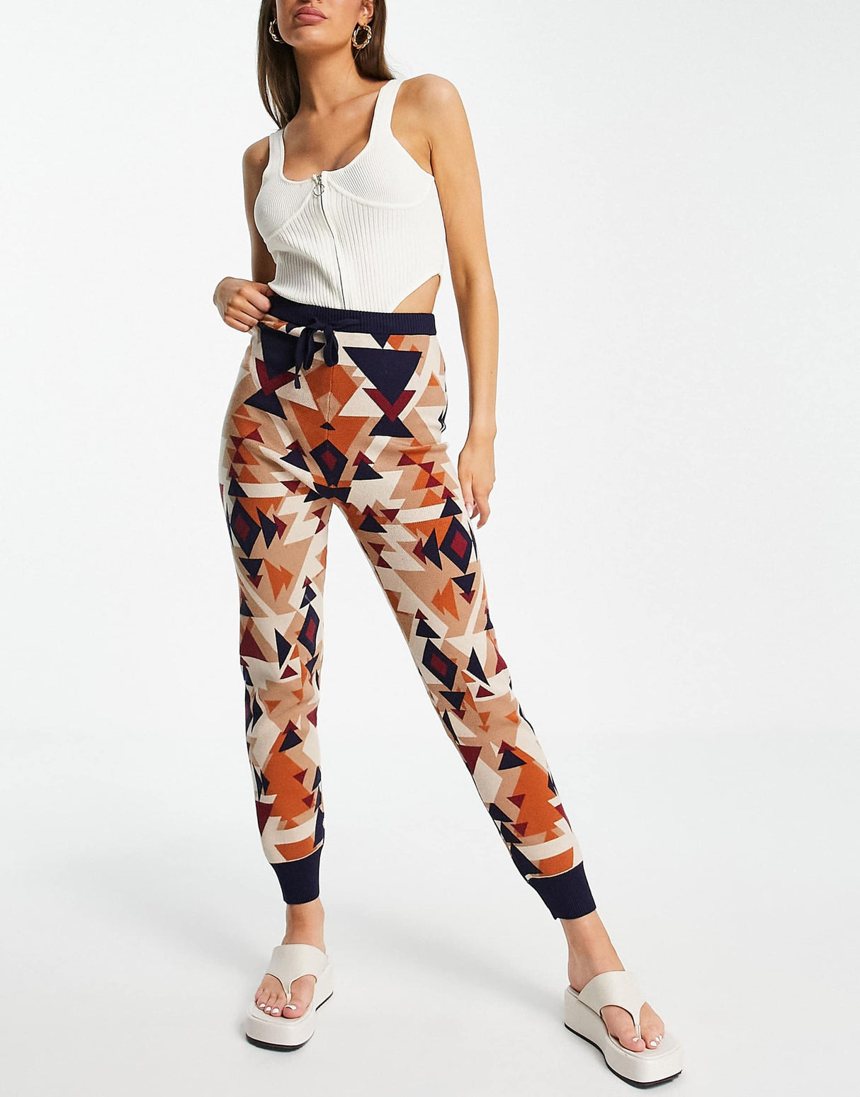 Never Fully Dressed Aspen Knitted Jogger Co-Ord In Brown