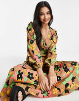 Never Fully Dressed Casey Printed Midi Dress In Multi