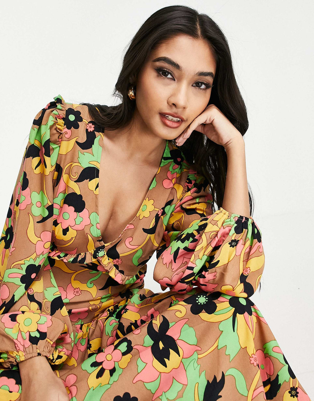 Never Fully Dressed Casey Printed Midi Dress In Multi