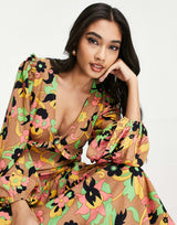 Never Fully Dressed Casey Printed Midi Dress In Multi