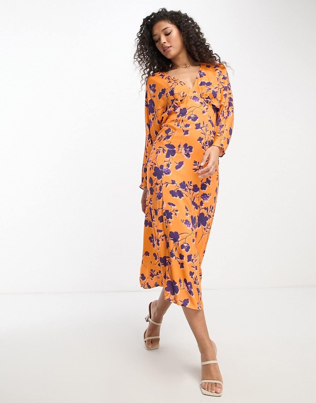 Never Fully Dressed Ruby Printed Midi Dress In Orange