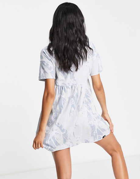 Puma Marble Print Babydoll Dress In Blue -