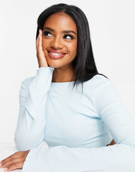 Puma Classic Flare Sleeve Scoop Back Top In Baby Blue